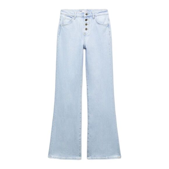 ZARA | Light Blue | HIGH-WAISTED FULL LENGTH Z1975 FLARED JEANS - Picture 2 of 10